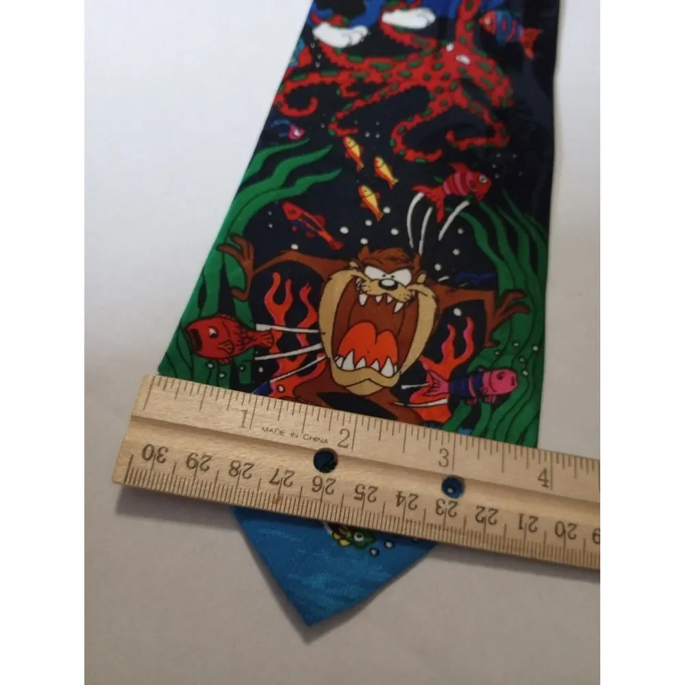 Vintage 1993 Looney Tunes Mania Scuba Diving Taz Sylvester Bugs Bunny Tie Blue
